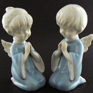 VINTAGE KNILLING PRAYING ANGELS GIRL & BOY FIGURINE SET MADE IN JAPAN (W1-6)